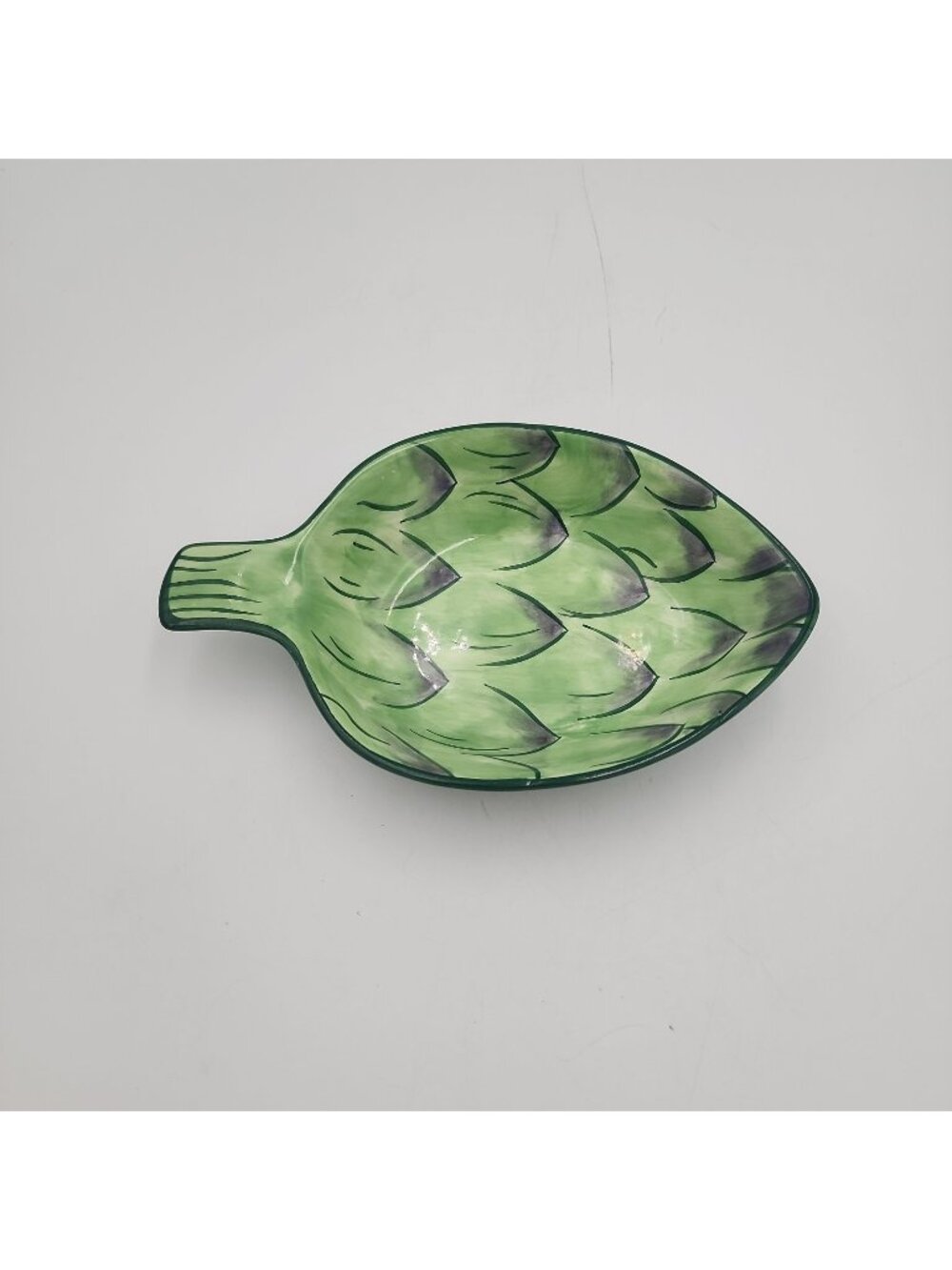 Handmade Ceramic Green Artichoke Dish Hand Painted Kitchen/home Decor Vintage